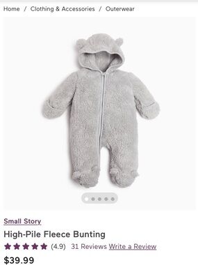 New Cozy High-Pile Fleece Bunting - Light Gray 0-3 Months